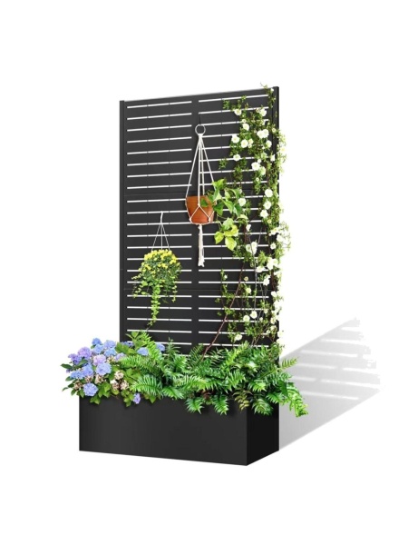 Jardinieră cu Spalier din Tablă Galvanizată – Delimitare Elegantă Interior/Exterior