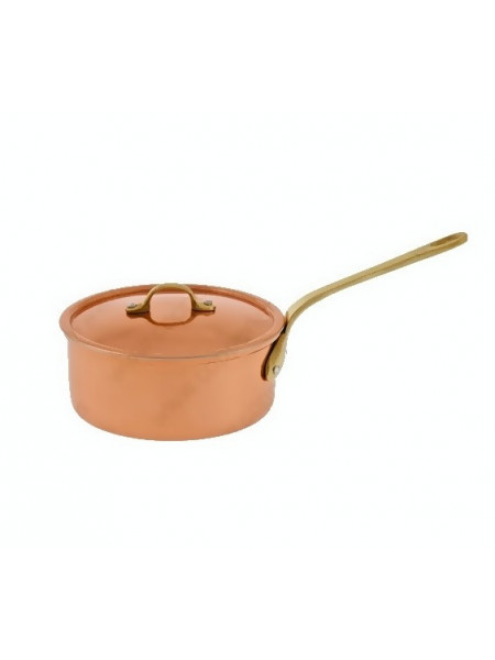 Cratita din Cupru Ø24cm, cu Capac, Maner Bronz