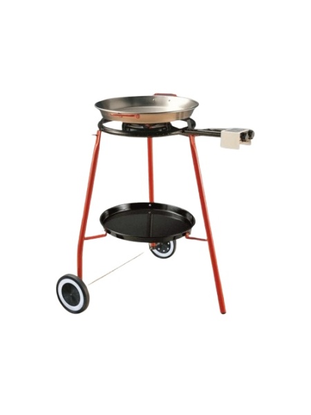 Set Profesional pentru Paella, Andreu – Arzător cu Roți și Tigaie Lucioasa 46 cm