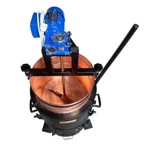Cazan 60 litri cupru, magiun, zacusca, gem, basculant, cu focar pe lemne și amestecator electric