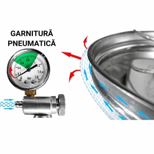 Cisterna inox vin 150L cu capac cu etansare gonflabila – AISI 304, fund plan - Toscana Inox - Img 5