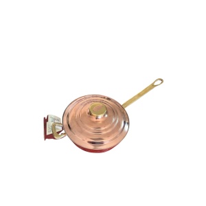 Cratita din Cupru 22 cm cu Capac Maner si Coada din Bronz Profesionala - Img 4