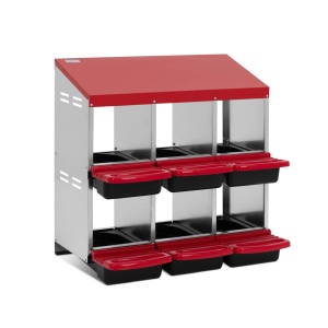 Cuibar otel galvanizat pentru gaini, 6 compartimente, cu tavita colectare oua - Img 2