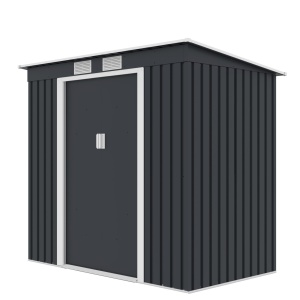 Magazie metalica pentru gradina 201x121x176 cm, gri, usa culisanta dubla - Img 2