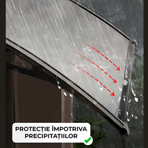 Marchiza copertina policarbonat 300x120 cm, placi transparente, suporturi negre - Img 2