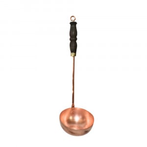 Polonic din Cupru cu maner din bronz si lemn, 10.3 cm - Img 2