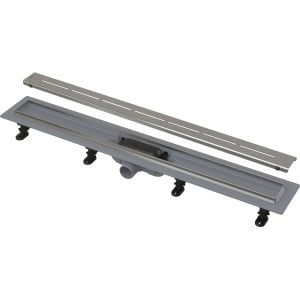 Rigola de scurgere duş APZ18 Simple, cu margine din oţel, gratar inclus, Alca