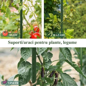 Set 10 araci Otel + PVC 0.8 x 180 cm, Suport pentru legume, rosii, castraveti, sera, solar, gradina - Img 2