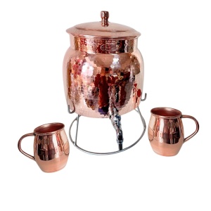 Set Rezervor 8 L Lovitura Ciocan si 2 Cani Cupru 400 ml pentru Apa Ayurveda AlmaCozinha