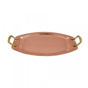 Tava Ovala din Cupru cu Manere din Bronz 34x25cm Fabricata in Grecia