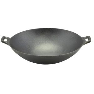 Wok traditional chinezesc din fonta 31.8 cm, pentru stir-fry si gatit rapid - Img 1