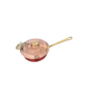 Cratita din Cupru 22 cm cu Capac Maner si Coada din Bronz Profesionala - Img 5