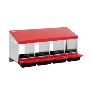 Cuibar pentru Găini din Oțel Galvanizat – 4 Compartimente, cu Tavă Colectare Ouă - Img 1