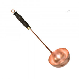 Polonic din Cupru cu Maner din Bronz si Lemn, 10.3 cm, Alma Cozinha - Img 3