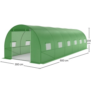 Sera tip tunel pentru gradina 3x6x2 m, cadru metalic galvanizat, 12 ferestre si folie PE verde - Img 2