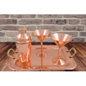 Set 2 Cupe Martini din Cupru Solid pentru Cocktailuri si Sampanie - Img 2