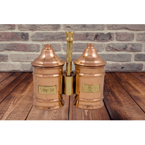 Set din Cupru Masiv cu 2 Recipiente pentru Zahar si Cafea - Img 2