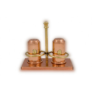 Set Solnita din Cupru Sare si Piper cu Suport, Lucrat Manual in Grecia - Img 2