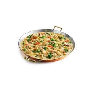 Tigaie Cupru Ø28cm cu Manere din Bronz pentru Paella Pizza Clatite Omleta