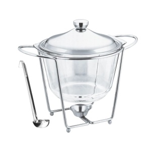 Bol pentru Supă cu Polonic din Sticlă Termorezistentă și Suport – Capacitate 4 Litri