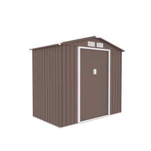 Magazie metalica pentru gradina 213x131x195 cm, maro, usa culisanta dubla