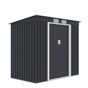 Magazie metalica pentru gradina 261x181x176 cm, gri, usa culisanta dubla - Img 2