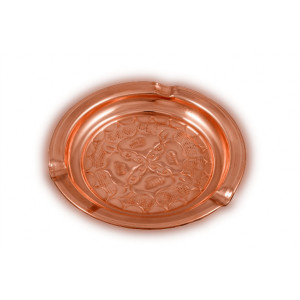 Scrumiera din cupru gravata manual, vintage, diametru 15.5 cm - Img 2