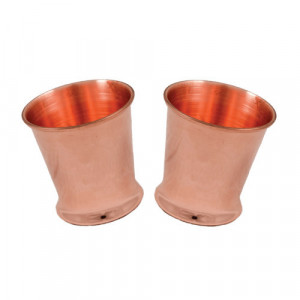 Set 2 pahare cupru lucios 170 ml conice pentru apa si bauturi