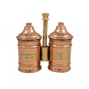 Set din Cupru Masiv cu 2 Recipiente pentru Zahar si Cafea