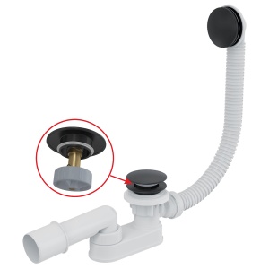 Sifon cu preaplin Alcadrain, BLACK EDITION A507BLACK click clack negru-mat