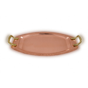Tava Ovala din Cupru cu Manere din Bronz 40x27cm Nr.2 - Img 2