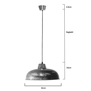 Lustra vintage din cupru CS08CO, finisaj lovitura de ciocan, rustic, diametru 43 cm - Img 3