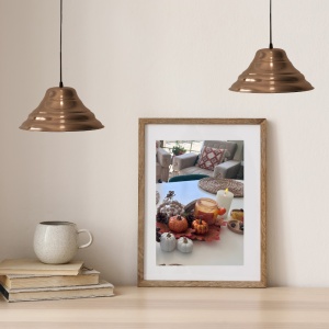 Lustra vintage din cupru CS09CO, finisaj mat, diametru 33 cm - Img 4