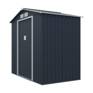 Magazie metalica pentru gradina 213x131x195 cm, gri, usa culisanta dubla