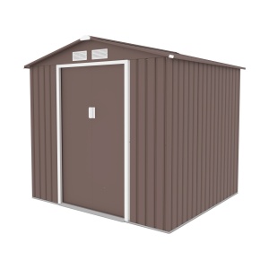 Magazie metalica pentru gradina 213x195x195 cm, maro, usa culisanta dubla