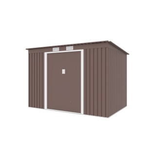 Magazie metalica pentru gradina 261x181x176 cm, maro, usa culisanta dubla