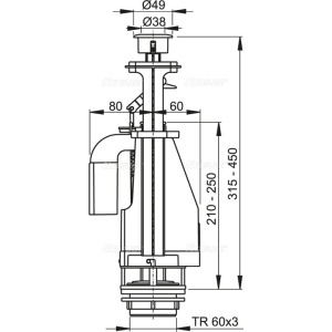 Mecanism de clatire WC Alcaplast cu buton dubla actionare, A08A - Img 2