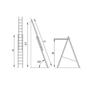 Scara Aluminiu 2 tronsoane 10 trepte (2 x 10) - Img 2