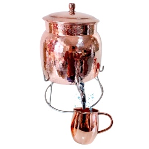 Set Rezervor 8 L Lovitura Ciocan si 2 Cani Cupru 400 ml pentru Apa Ayurveda AlmaCozinha - Img 4