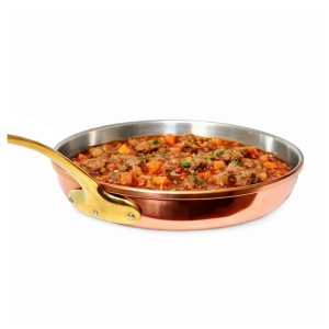 Tigaie din Cupru Ø28cm cu Maner din Bronz Profesionala