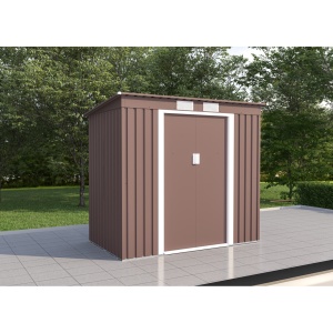 Magazie metalica pentru grădină maro 7 201 x 121 x 176 cm
