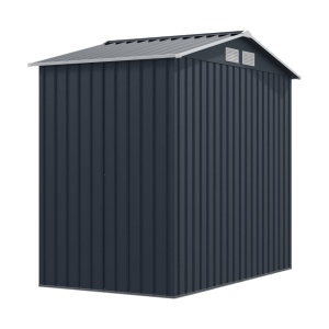 Magazie metalica pentru gradina 213x131x195 cm, gri, usa culisanta dubla - Img 2