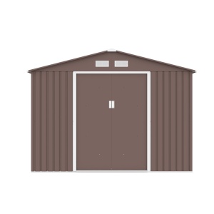 Magazie metalica pentru gradina 277x195x203 cm, maro, usa culisanta dubla