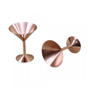 Set 2 Cupe Martini din Cupru Solid pentru Cocktailuri si Sampanie - Img 4