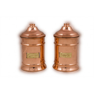 Set 2 recipiente cupru masiv pentru zahar si cafea 500ml fabricate manual in Grecia - Img 2