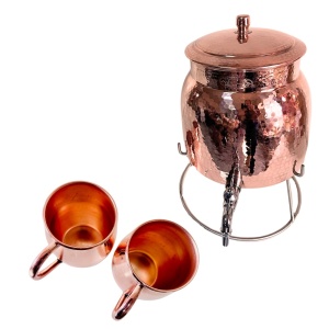 Set Rezervor 8 L Lovitura Ciocan si 2 Cani Cupru 400 ml pentru Apa Ayurveda AlmaCozinha - Img 5