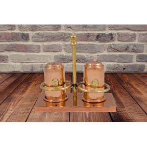 Set Solnita din Cupru Sare si Piper cu Suport, Lucrat Manual in Grecia - Img 4