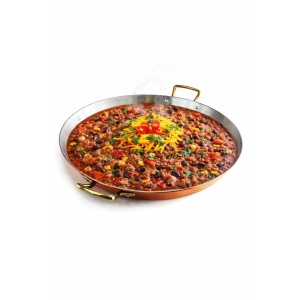 Tigaie Cupru Ø24cm cu Manere din Bronz pentru Paella Pizza si Clatite