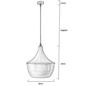 Lampa suspendata din cupru cs01co schita dimensiuni
