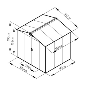 Magazie metalica pentru gradina 213x195x195 cm, maro, usa culisanta dubla - Img 5